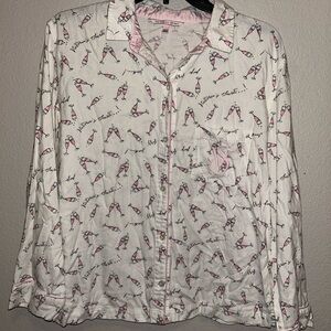 Victoria's Secret Pink and White Champagne Print PJ Shirt